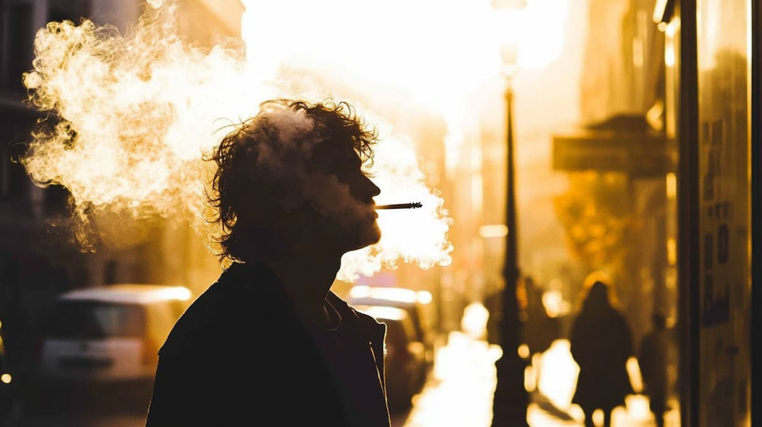 homme fume CBD dans la rue