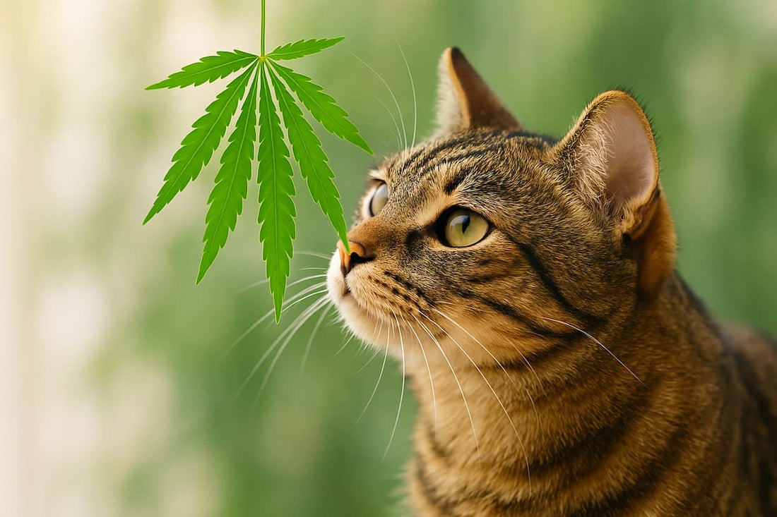 chat qui consomme du chanvre CBD