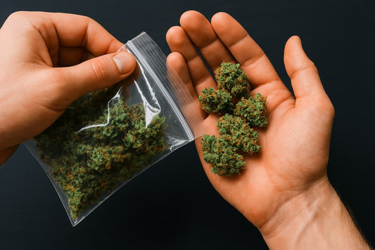 cbd observé dans la main pour la qualité
